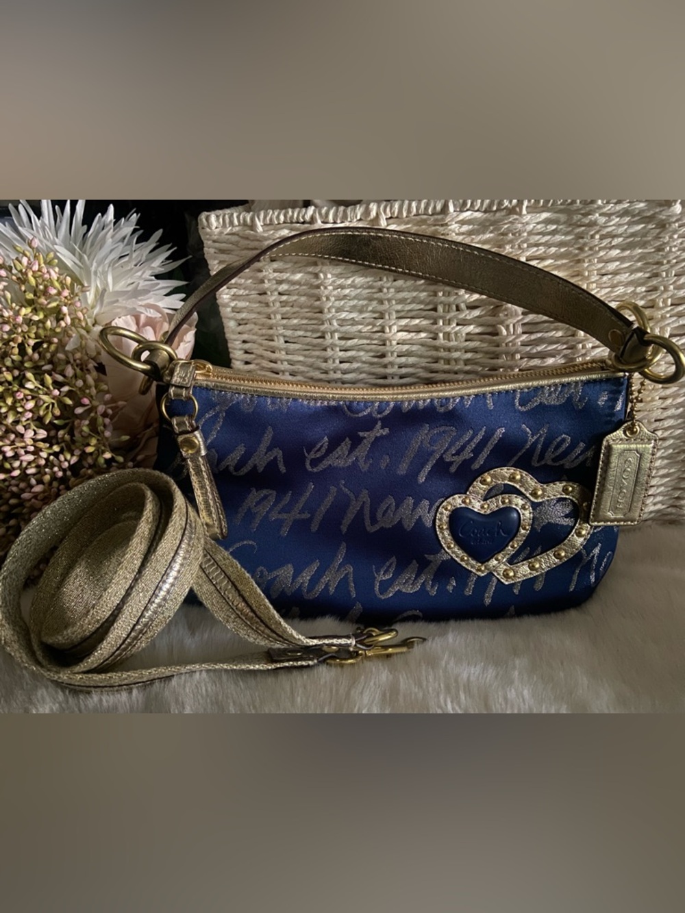 COACH Poppy New York Script Lurex Convertable Bag. Limited Edition ⚜️ VTG Y2K - Picture 3 of 11